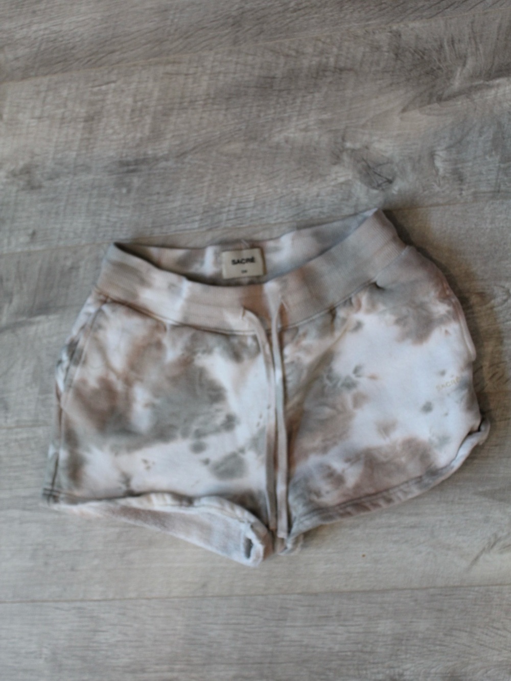 Sacre Tie-Dye Athletic Shorts in Taupe & Cream